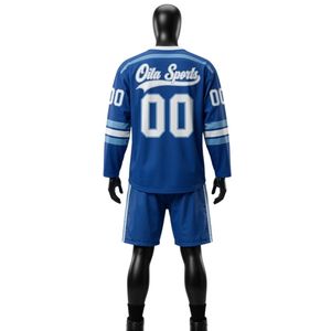 Conjunto de Camiseta y Pantalones Cortos de Hockey sobre Hielo Sublimados en Azul Rey para Hombre, Cuello en V, Poliéster, Uniforme Deportivo para Equipo, Ropa Deportiva de Competición - Product Image 2