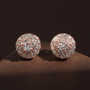 Boucles d'oreilles clous unisexes plaquées or rose 18 carats avec diamants naturels taille brillant rond, cadeau de luxe pour mariage, fête ou usage quotidien - Product Image 3