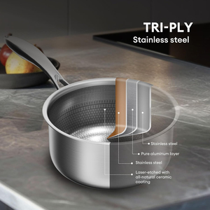 Professional Grade Sauce <b>Pan</b> With Tempered Glass Cover For Boiling Frying And Everyday Cooking - Product Image 3