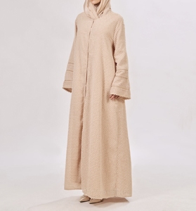 Abaya de mariage élégante en polyester style turc, broderie florale, manches longues, longueur ras du sol, pour la vente en gros - Product Image 5