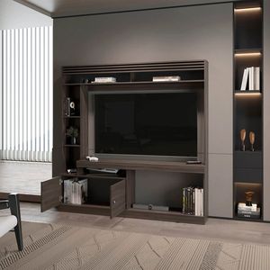 Mobile TV in Noce con 2 Ante e Vano Aperto, Armadietti per Soggiorno - Product Image 2