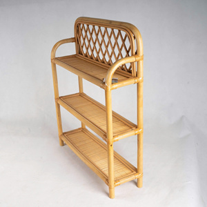Handcrafted Natural Rattan Standing 3-Tier Clothing Storage <b>Shelf</b> Bamboo <b>Rack</b> Rectangular Shape Bathroom Living Room Organizer - Product Image 2