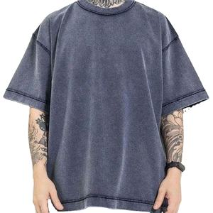 Nouveauté T-shirt délavé à l'acide pour homme 100% coton Col rond Épaules tombantes T-shirt uni lourd Exportation du Pakistan - Product Image 3