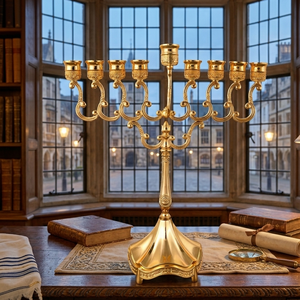 Golden Aluminium Candelabra 9 Arms Ornate Home Decoration Durable Metal <b>Candle</b> Holder - Product Image 4