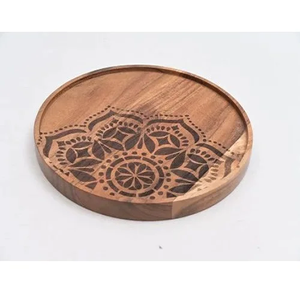 Platos de Servir de Madera Hechos a Mano, Pulidos, con Patrón Personalizado, Plato para Desayuno, Bandeja para Comida, Diseño Clásico, FAIZA CRAFT, para el Hogar y Restaurantes - Product Image 6