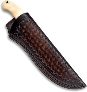 Fabricante de Fundas de Cuero Personalizadas para Cuchillos, Cuchillo de Caza de Acero al Carbono Fijo Hecho a Mano con Hoja Recta y Punta Caída, OEM, Marca Privada - Product Image 1