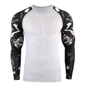 High Quality 240GSM Polyester Spandex Breathable Quick Dry Rash Guard Custom Sublimated Long Sleeve BJJ MMA <b>Compression</b> <b>Shirt</b> - Product Image 3
