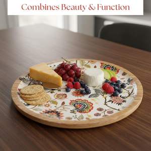 Plateau rond en bois de manguier émaillé de qualité supérieure, idéal pour offrir en cadeau, pour la maison, la cuisine et les petits-déjeuners - Product Image 4