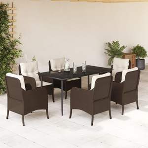 Juego de comedor de jardín de ratán PE marrón de 7 piezas, modelo D0100H5CY5T, resistente y duradero. - Product Image 1