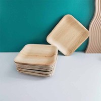 Assiettes et plateaux jetables écologiques biodégradables réutilisables en feuilles de palmier carrées, lot de 200, pour hôtels et barbecues (vente en gros)