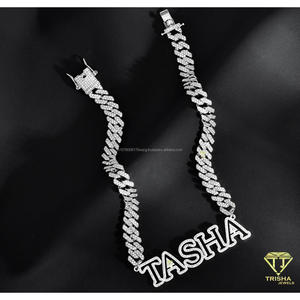 TASHA Name Pendant Necklace Lab Grown Diamond Iced Out <b>Letter</b> Design With Cuban Link Chain Luxury Hip Hop Statement Jewelry - Product Image 6