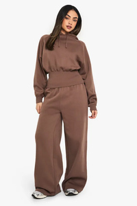 Oversized Custom <b>Brown</b> Women's Wide Leg <b>Joggers</b> Terry Fleece Soft Fabric 100% Cotton Women's Sweatpants Women's Pants & Trouser - Product Image 2