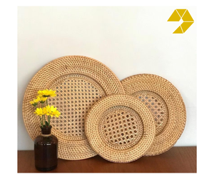Round Brown Set 4 Rattan Charger Plate Woven <b>Table</b> Charger Brown Rattan Charger Plate for Wedding and <b>Table</b> Dining Decor 2026 - Product Image 1