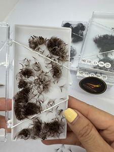 ขนตาปลอมสำเร็จรูปสีน้ำตาลแบบพัด  สำหรับต่อขนตา  แบบ C/CC/D/DD/M Curl  ฐานแหลมสีดำด้าน  ทำจากเส้นใยสังเคราะห์ PBT - Product Image 6
