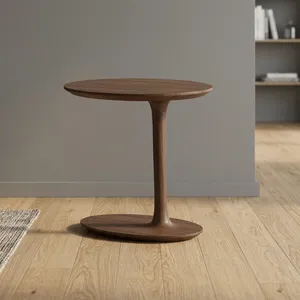 Modern Solid Wood Side <b>Table</b> With Sculptural Pedestal Base Handmade Round Accent <b>End</b> <b>Table</b> for Living Room Bedroom Decor - Product Image 4
