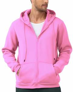 Custom Made Men's Full Zip Hooded Sweatshirts Embroidered Zipper OEMODM Plain Dyed Comfortable Sportswear <b>Jackets</b> - Product Image 1