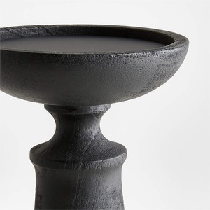Porte-bougie moderne en métal noir avec un design élégant en colonne conique et une plaque supérieure ronde pour une décoration intérieure contemporaine - Product Image 3