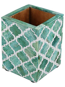 Porte-stylos décoratif carré Art Déco en os incrusté, finition très polie - Product Image 2