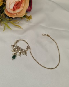 Wholesale Traditional Kundan Nose Ring with Chain Ethnic Antique Gold Plated Pearl Stone Nath Bridal <b>Wedding</b> Jewelry <b>Accessories</b> - Product Image 2