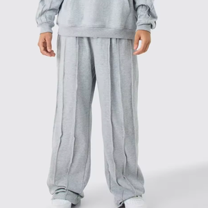 Conjunto de dos piezas de sudadera con capucha de color liso para hombre, informal, holgado, con sudadera y pantalones de pierna ancha - Product Image 6