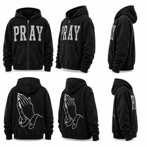 เสื้อฮู้ดดี้ผ้าฝ้ายปักลายคุณภาพสูง ทรงโอเวอร์ไซส์ พร้อมลายปักด้านหน้าและด้านหลัง - Product Image 6