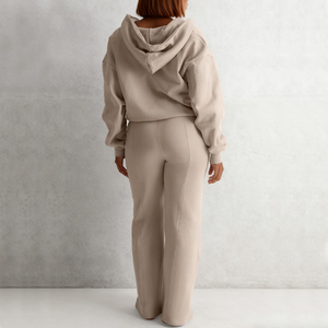 เสื้อฮู้ดดี้โอเวอร์ไซส์ปักลายผ้าฟลีซโพลีเอสเตอร์/คอตตอน หนักพิเศษ 500 GSM 350 GSM สำหรับผู้หญิง พร้อมกางเกงขาสั้น - Product Image 6