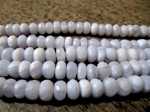 Perles d'agate bleue naturelle facettées en forme de rondelle, 7-9 mm, brin de 8 pouces - Product Image 2