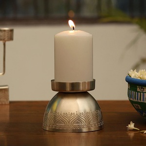 Golden Circular <b>Candlestick</b> Holder <b>Brass</b> Home Decoration Durable Modern Design - Product Image 4