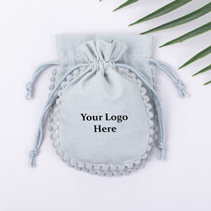 Reusable Recyclable Cotton <b>Drawstring</b> Storage Pouch Bag with Custom Logo Print for Jewelry Gift & Craft Bags - Product Image 4