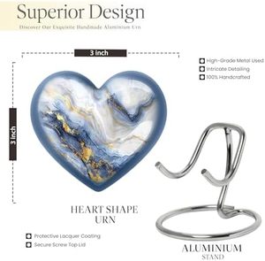 Urne funéraire en aluminium majestueuse en forme de cœur, porte-cendres commémoratif avec couvercle décoratif sécurisé, élégance - Product Image 6