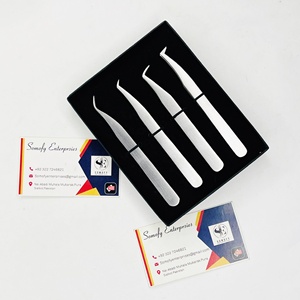 Somofy Enterprises Matte Silver Fiber Tip Stainless Steel 10mm Durable Precision Eyelash Tweezers Set for DIY <b>Cluster</b> <b>Lash</b> - Product Image 6