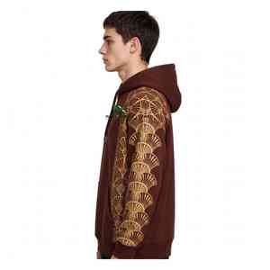 Sweat à capuche unisexe NEXTEX Gold Fanburst, couleur chocolat brun, en molleton de coton doux, chaud, avec motif graphique - Product Image 3