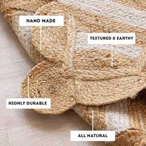 Alfombra rectangular de yute multiusos, duradera, hecha a mano, de fibra natural, para sala de estar, comedor o rincón de relajación. - Product Image 5