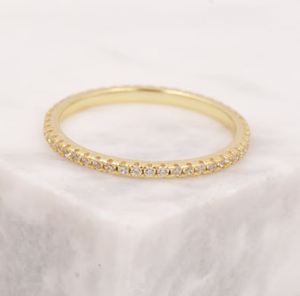 แหวนปูคริสตัลแบบผอมในแหวนเงินสเตอร์ลิงสีทองแหวนปูคริสตัลแหวนซ้อนแหวนนิรันดร์ - Product Image 1