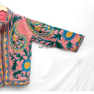 Chaqueta TNT Bordada a Mano con Diseño Suzani, Cuello en V, Transpirable, de Secado Rápido, Ecológica, con Estampado Floral Vintage para Mujer - Product Image 5
