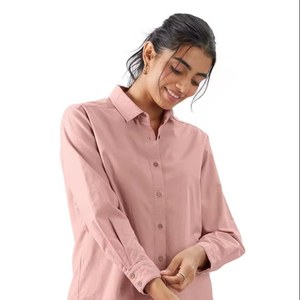 Rosewood Women and Girls Long Sleeve Collared Neck Button Down Regular Fit Cotton <b>Linen</b> Shirts - Product Image 1