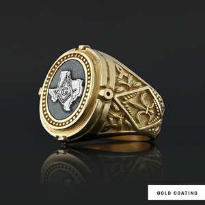 แหวนเมสัน BOJ รุ่น 024 แบบกำหนดเองได้ สำหรับทั้งชายและหญิง แหวนตราประทับฟรีเมสันส่วนบุคคล แหวนตราประทับมาสเตอร์เมสันเท็กซัส สไตล์ฮิปฮอป สีเงิน ราคาประหยัด - Product Image 5
