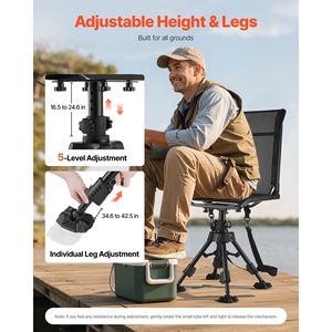 Sedia da Caccia Girevole a 360 Gradi Silenziosa, Struttura in Acciaio Resistente, Pieghevole e Portatile - Product Image 4