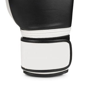 Gants de boxe en cuir noir et blanc, réglables avec sangle Velcro pour l'entraînement et le sparring adulte - Product Image 5