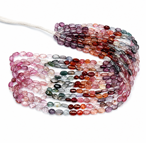Natural Multi Spinel Smooth Oval Shape Gemstone Beads Strand for Jewelry Making - Product Image 1