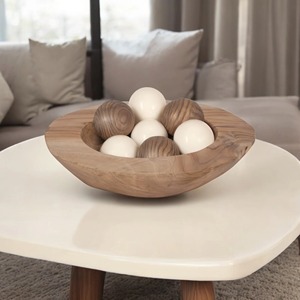 <b>Decorative</b> Handmade Wooden Bowl Minimalist Design Natural Finish For Food Serving Uncoated Wood Handicraft - Product Image 6