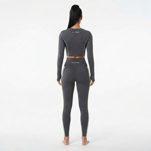 Women Long Sleeve Crop Top and High Waist <b>Leggings</b> Set Custom Yoga Fitness <b>Activewear</b> - Product Image 3