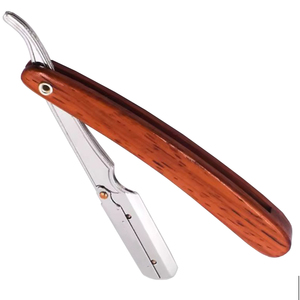 Professional <b>Single</b> <b>Blade</b> Grooming Barber <b>Razor</b> Stainless Steel <b>Blade</b> Wooden Handle Salon Straight Equipment for Barber Use - Product Image 4