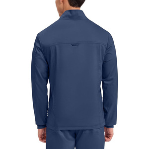 Conjunto de Uniforme Médico Azul Marino para Hombre, Pantalones y Chaqueta de Trabajo Médico de Poliéster Tejido, Cierre Completo con Cremallera Frontal - Product Image 2