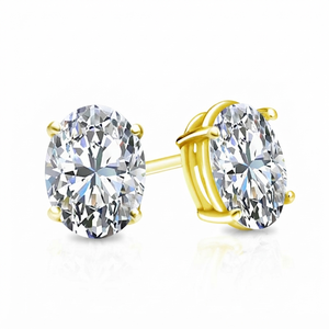Women's Fashion Jewelry 925 Silver Gold Plated Custom Oval Solitaire CVD Lab Grown Diamond Classic Engagement <b>Fine</b> Stud <b>Earrings</b> - Product Image 1