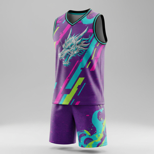 Maillot de basket-ball unisexe en gros pour hommes, 100 % polyester respirant, col en V, tissu maillé - Product Image 5