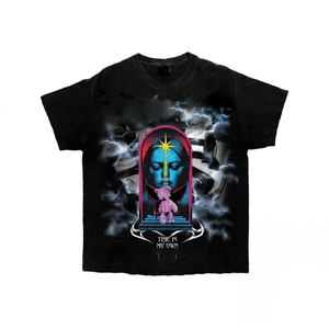 Camiseta 100% algodón para hombre, corte holgado, estampada, 240 GSM, lavado ácido, estilo vintage, con estampado abultado y logotipo personalizado. - Product Image 5