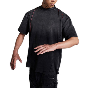 Camisetas de Hombre al por Mayor con Logotipo Personalizado, Cuello Grueso, 100% Algodón, Corte Cuadrado, Estampado Puff, Bordado Distressed - Product Image 2