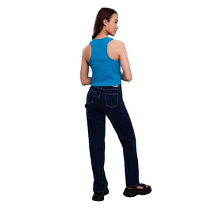 Nouveauté : débardeur court côtelé extensible pour femme, couleur claire, coton doux, haute qualité, idéal pour un usage quotidien. - Product Image 2