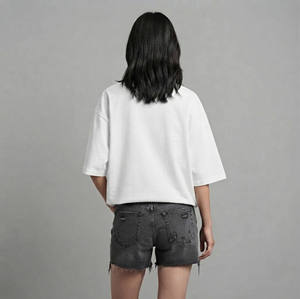 Customized <b>Women's</b> Oversized <b>White</b> T-<b>Shirt</b> Crew Neck <b>Short</b> <b>Sleeve</b> Loose Fit Printed Logo 100% Cotton Jersey Spring Summer Wear - Product Image 3
